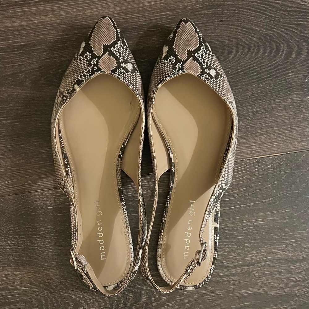 Madden Girl Snakeskin Slingback Flats
